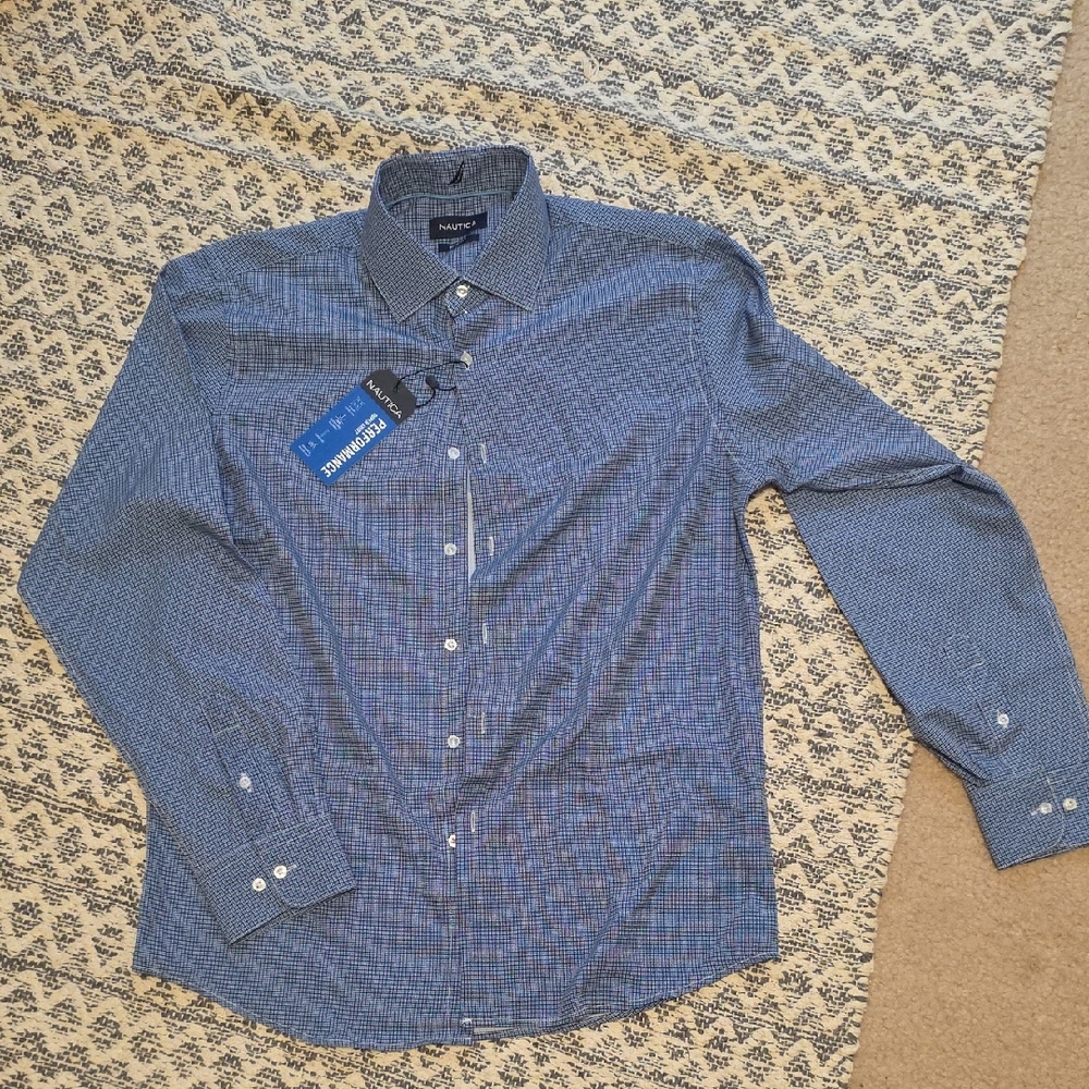 Nautica Dress Shirt - Blue Size Medium